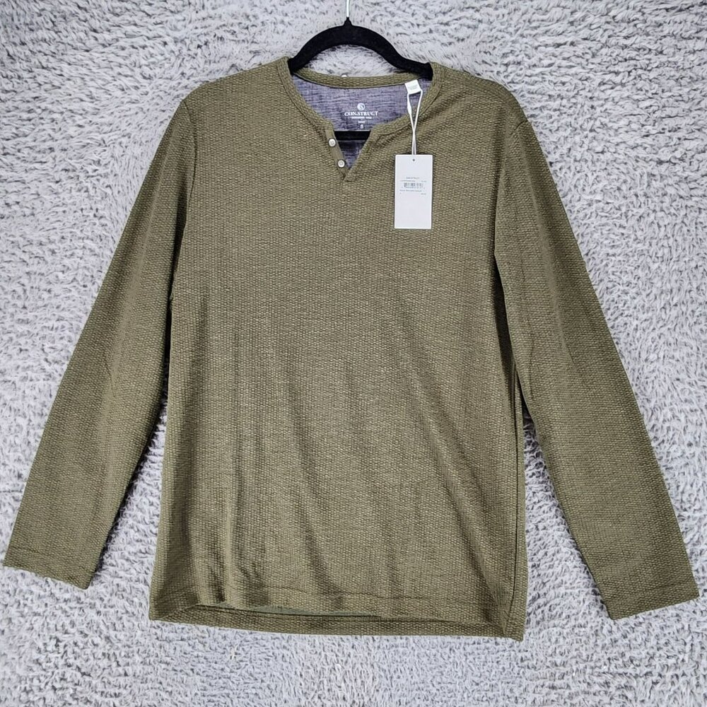 Construct Shirt Mens Small Green Long Sleeve Henley Tee *NWT*
